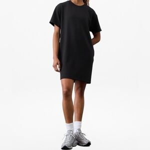 New Athleta Seasoft Rib Tee Dress Medium Black Pockets